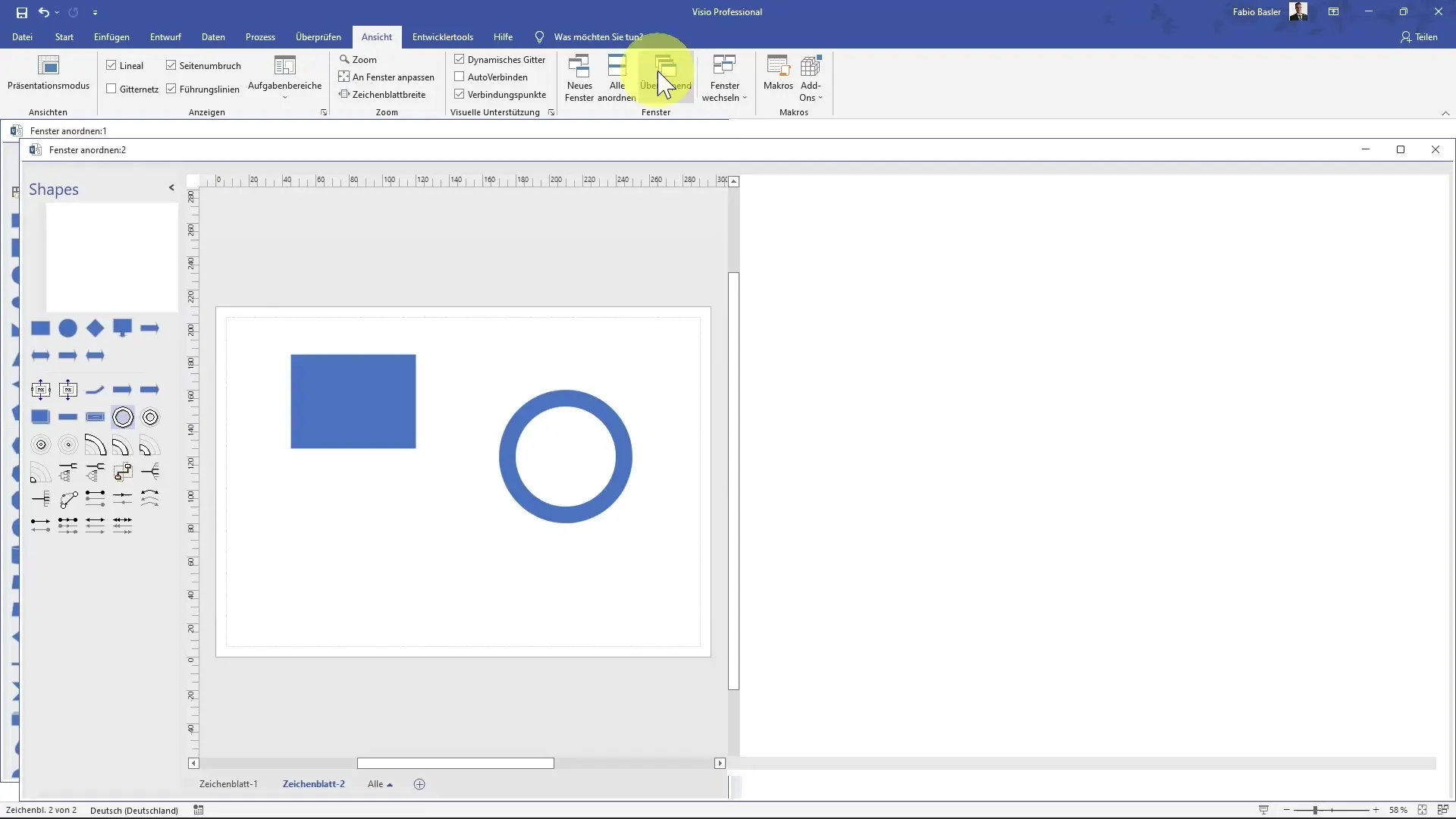 Lavorare efficientemente con più finestre in MS Visio