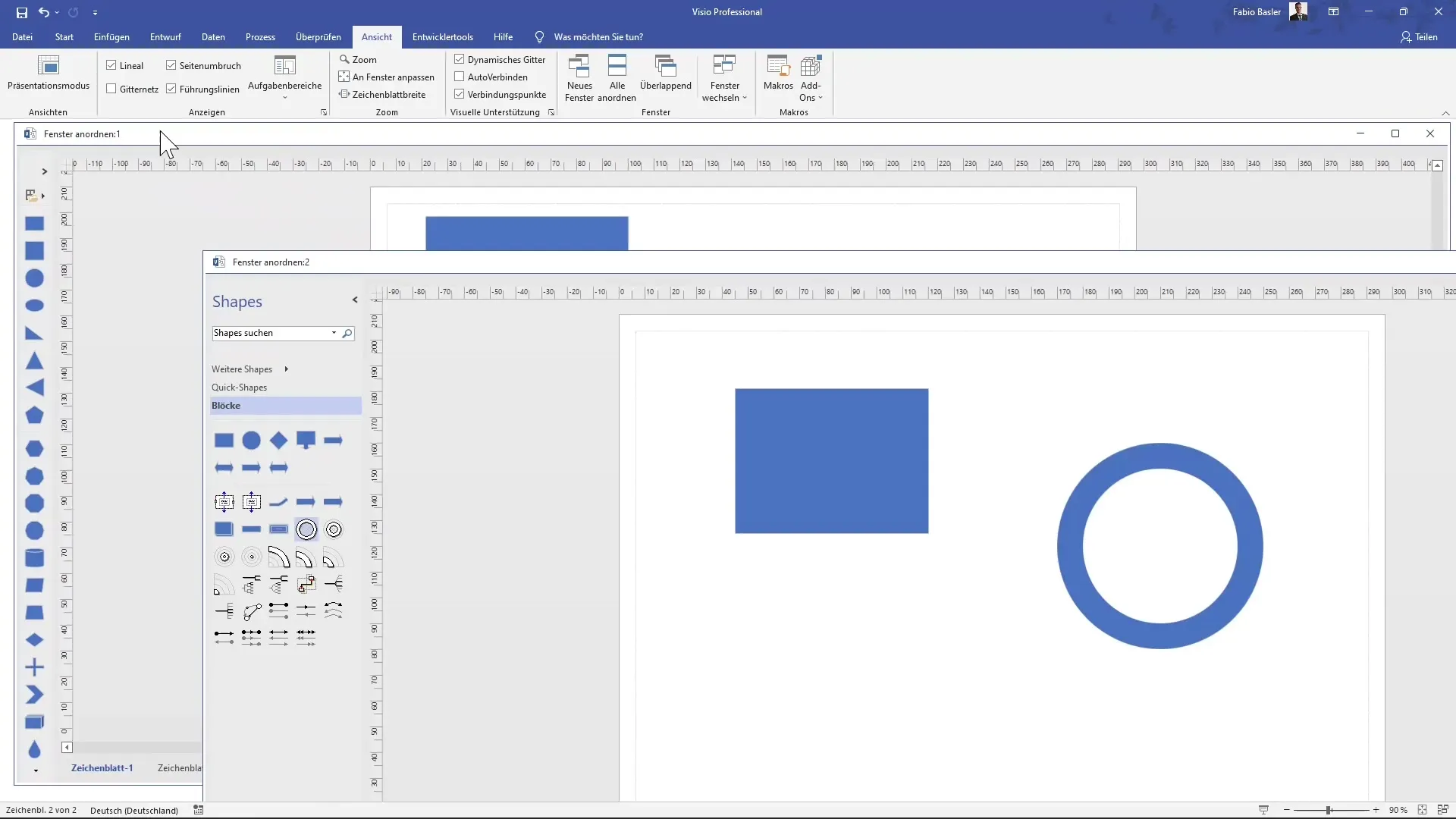 Lavorare in modo efficiente con più finestre in MS Visio