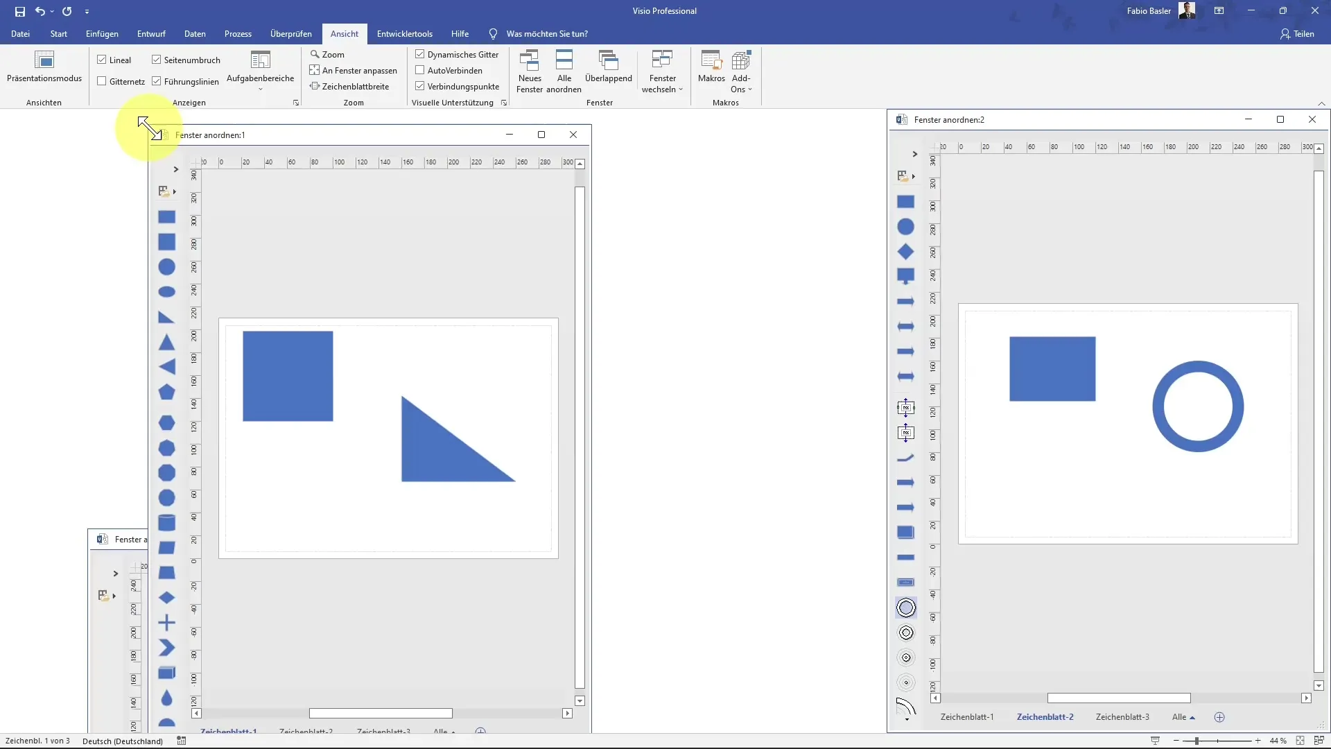 Lavorare efficientemente con diverse finestre in MS Visio