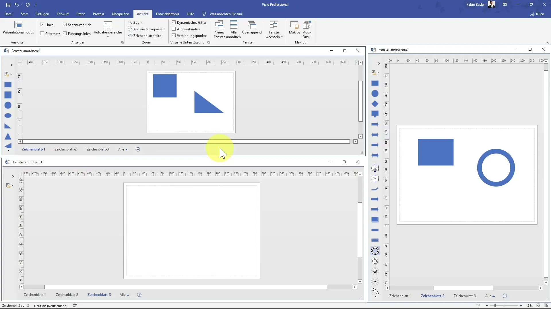 Lavorare in modo efficiente con più finestre in MS Visio