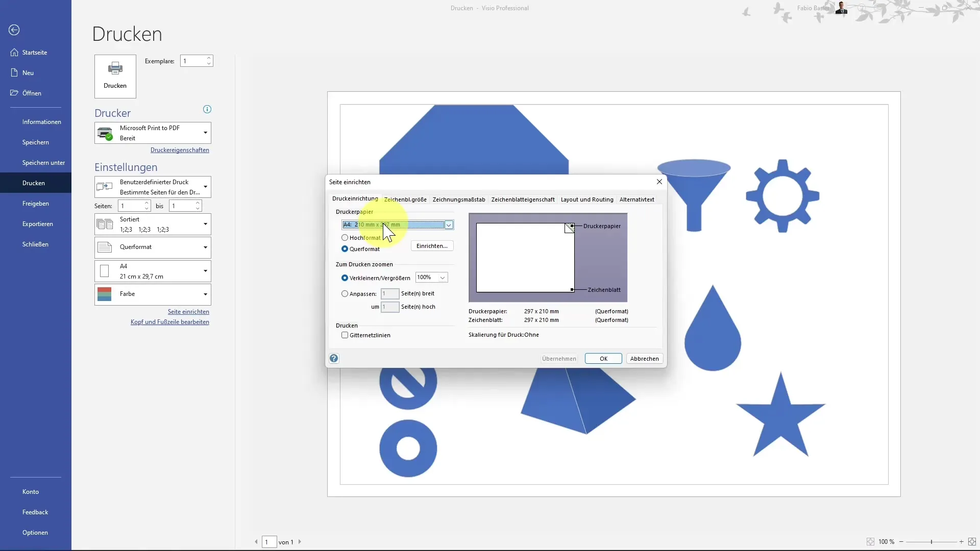 Stampa di disegni in MS Visio - Guida passo passo