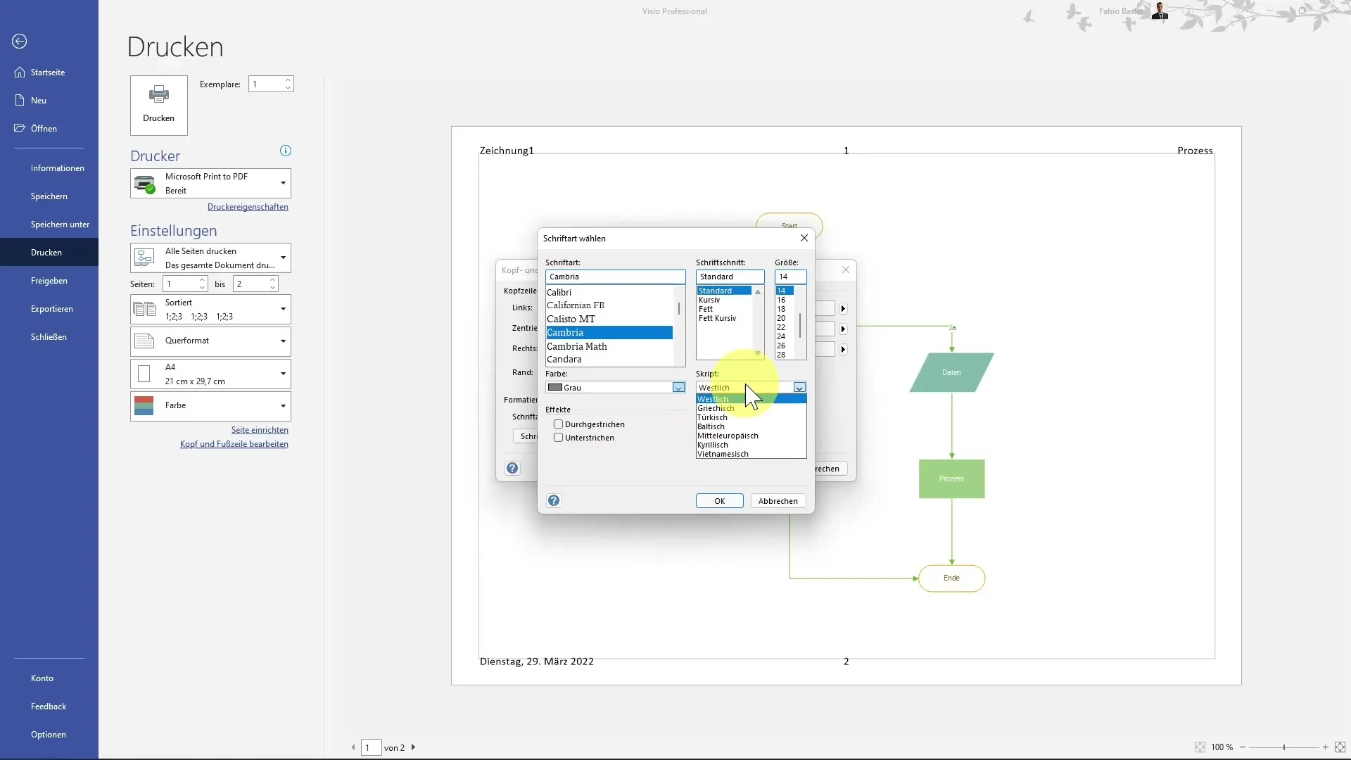 Migliorare l'efficacia degli intestazioni e piè di pagina in MS Visio