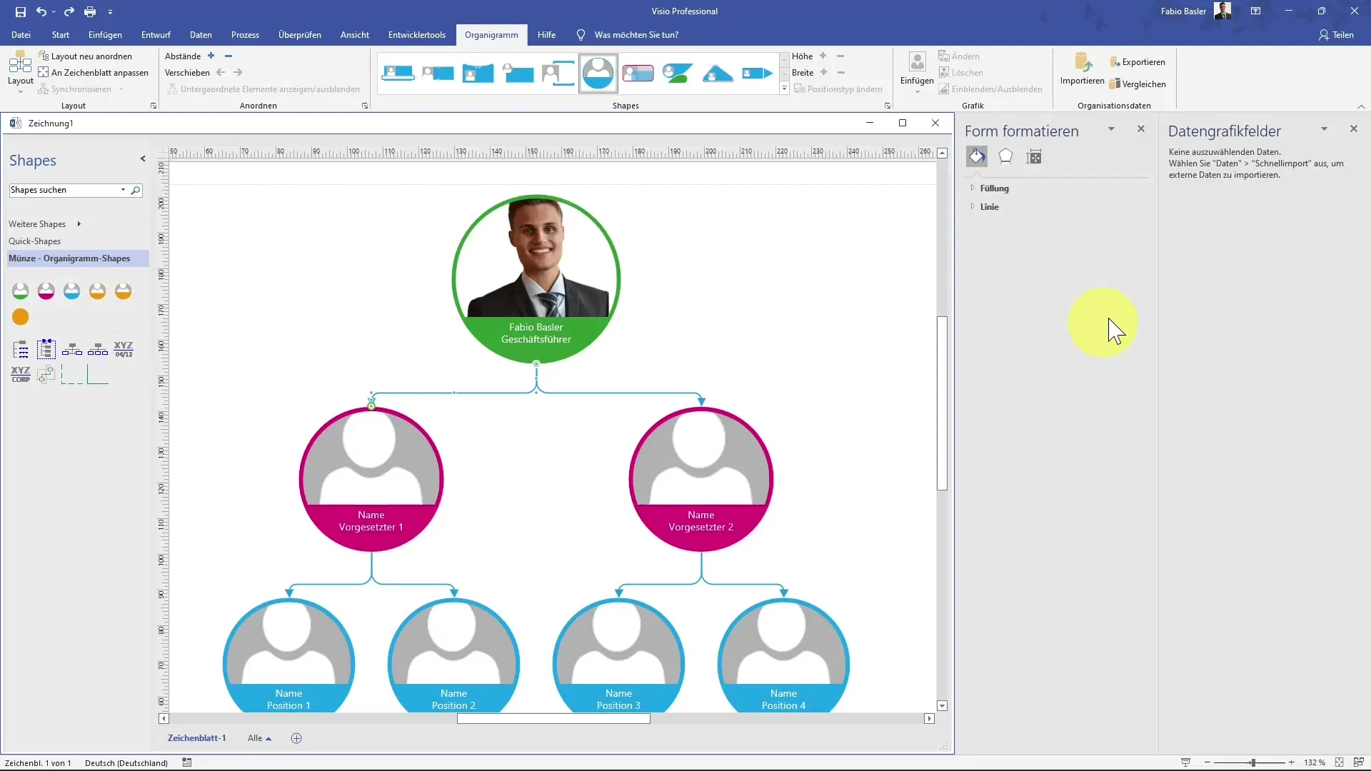 Creazione di un organigramma di successo in MS Visio