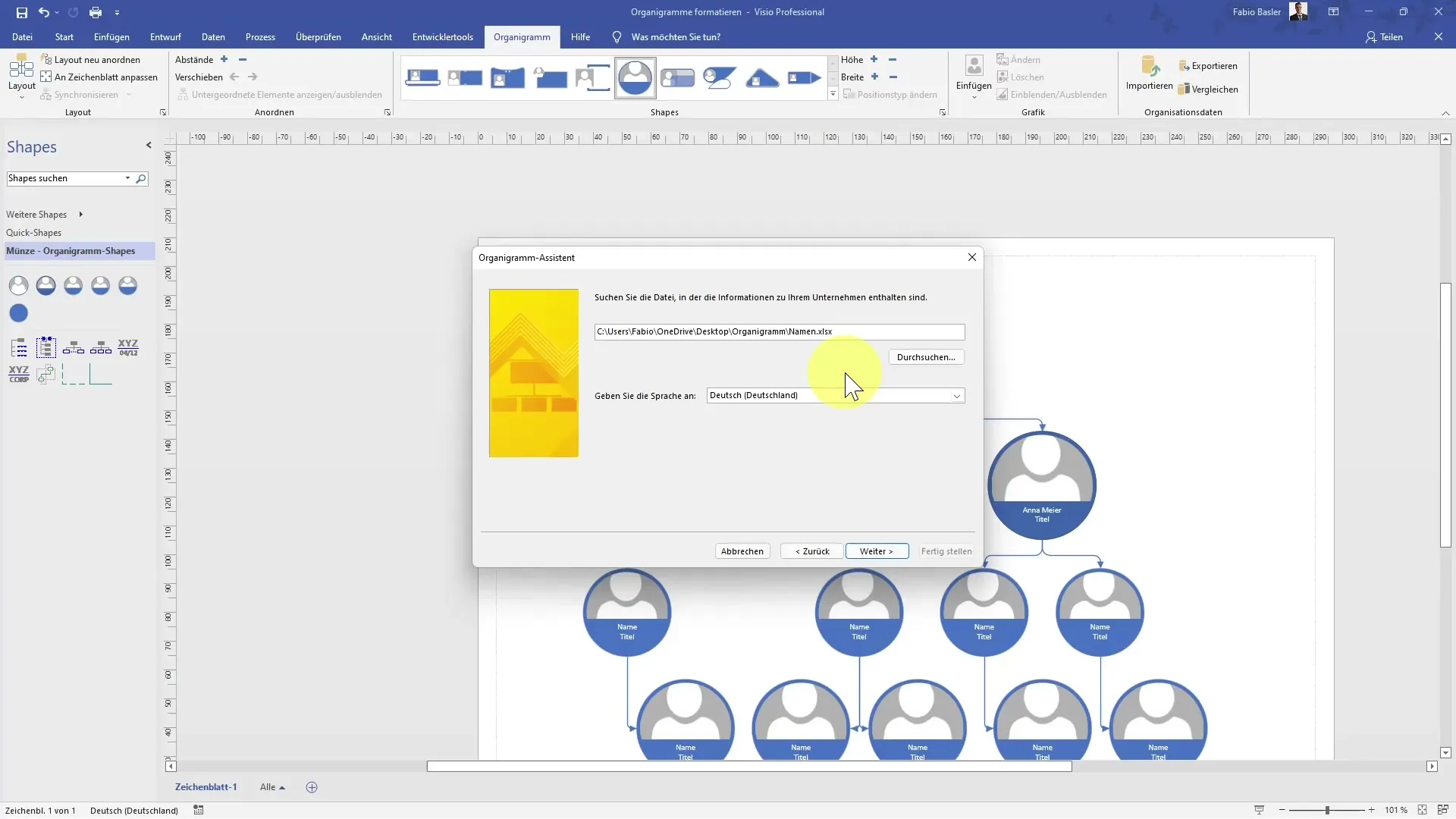 Creazione efficiente di organigrammi in Visio tramite importazione ed esportazione dei dati