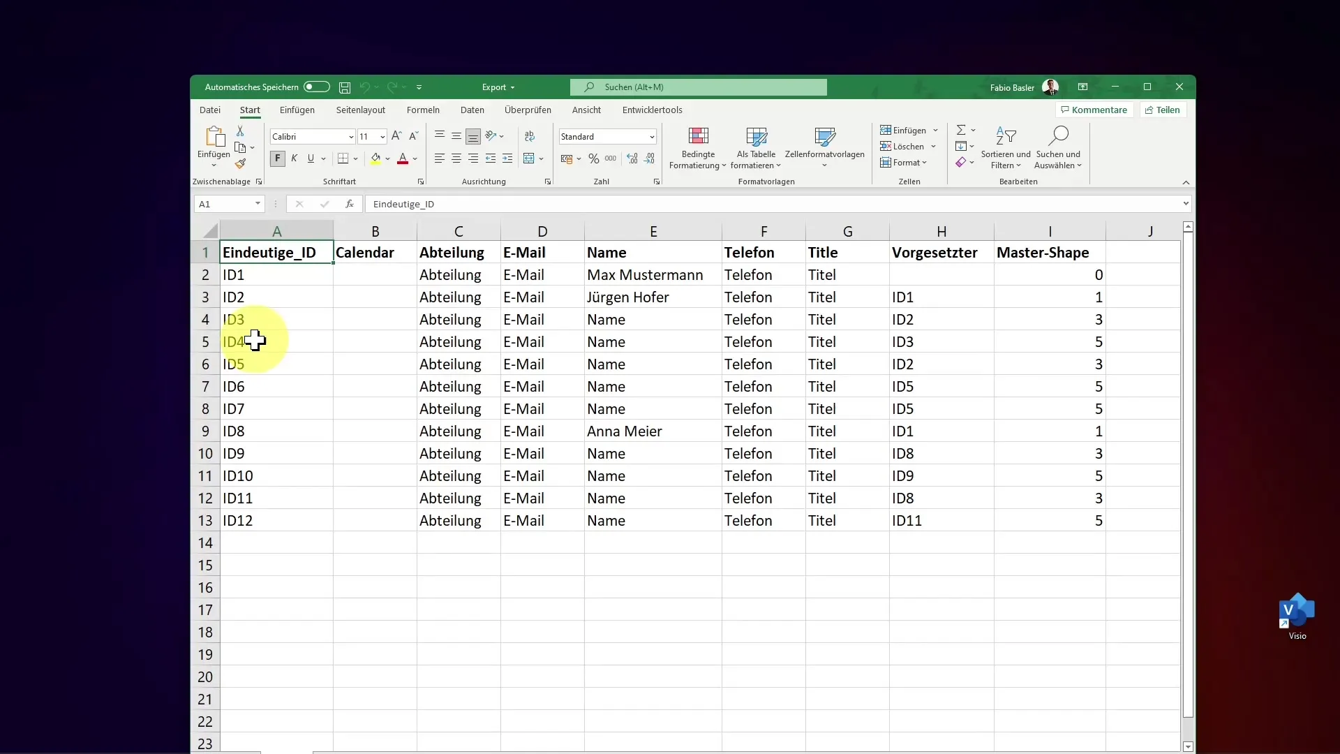 Creare un organigramma efficiente in Visio tramite importazione ed esportazione di dati
