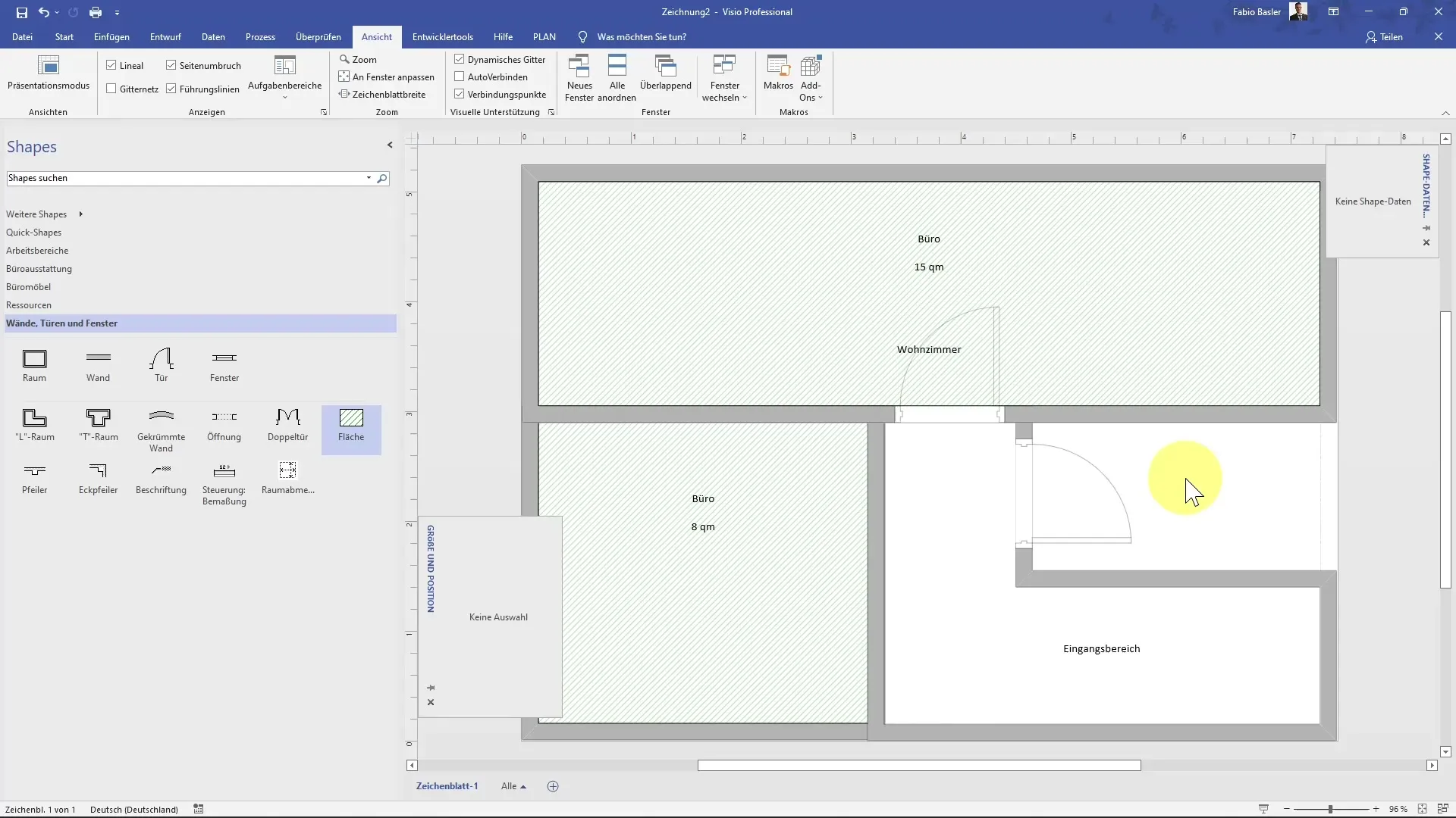 Creazione di piani nello spazio in MS Visio per piantine e layout
