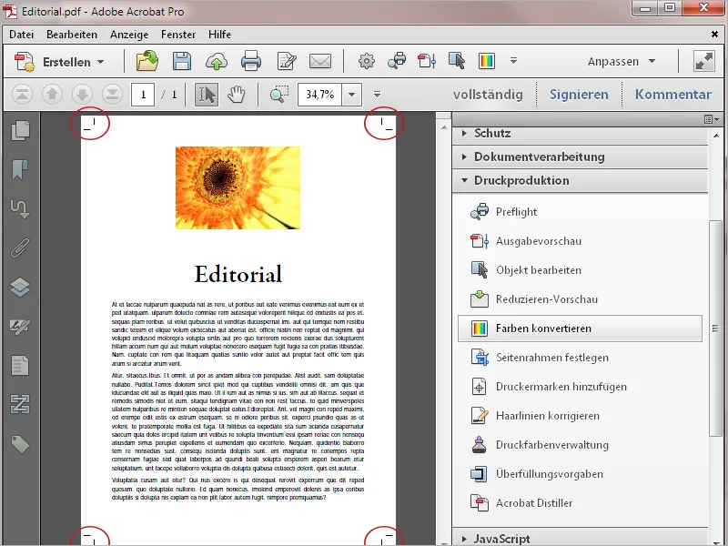Die Werkzeuge der Druckproduktion in Acrobat
