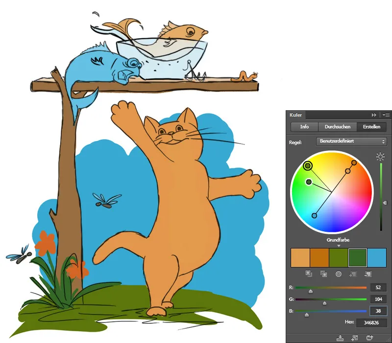 Illustrazione - Alla caccia ai pesci! - Parte 1 - Schizzo - Dipingere un gatto