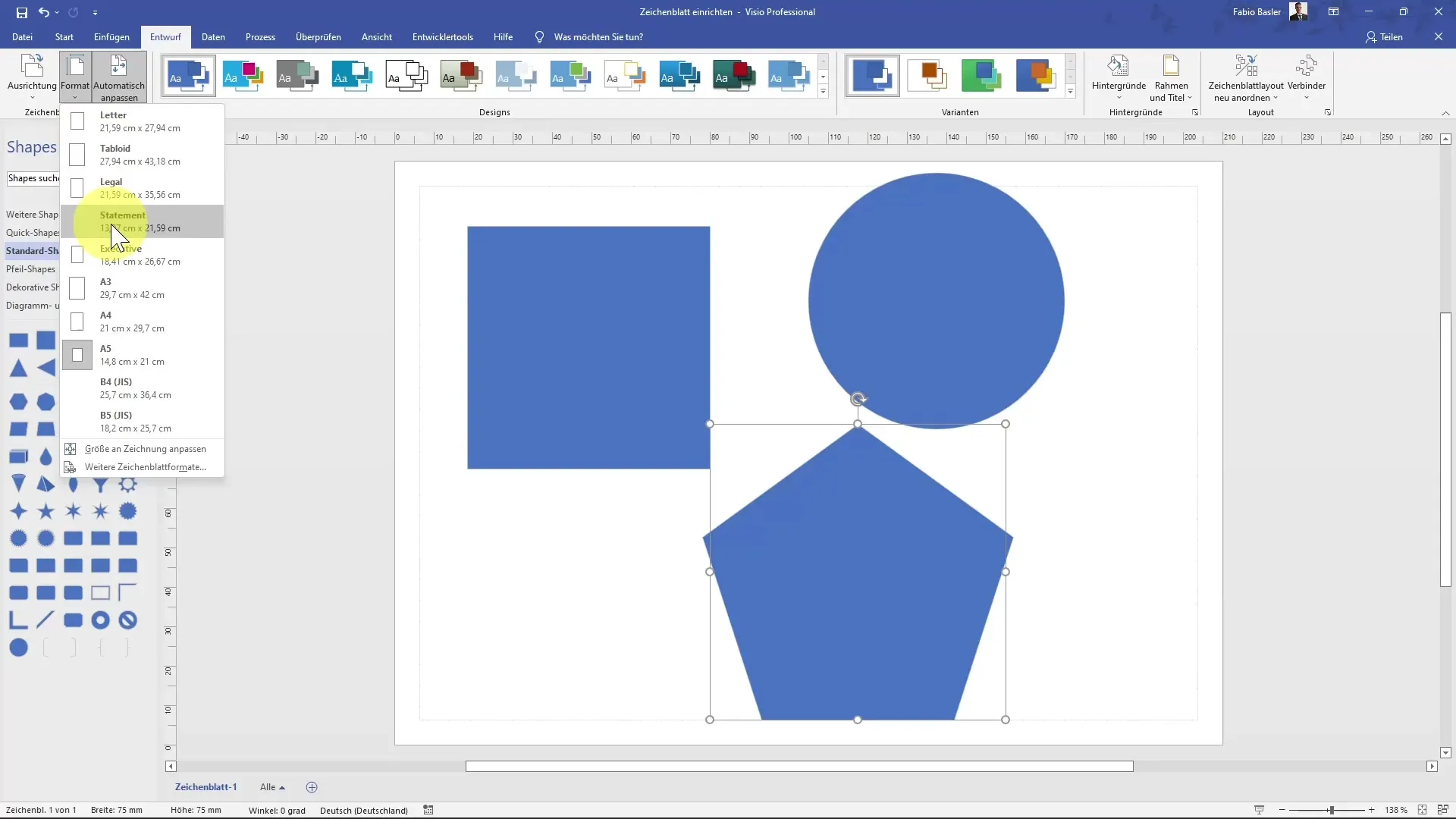 Effettiva configurazione del foglio per disegno in MS Visio