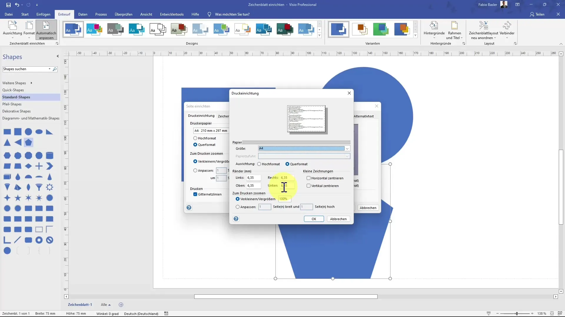 Configurazione efficace del foglio di disegno in MS Visio