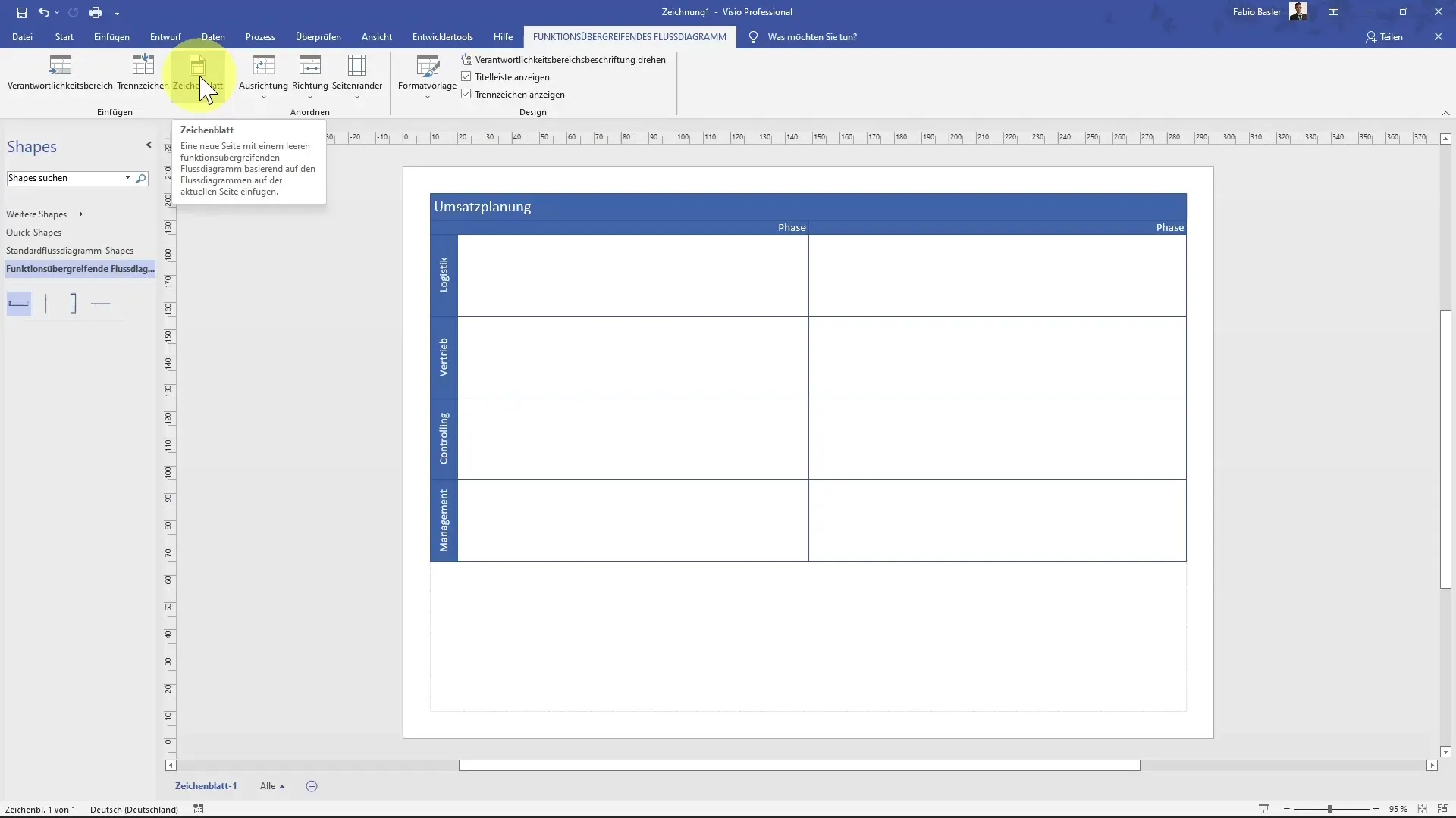 Creare un diagramma di flusso interfunzionale in MS Visio