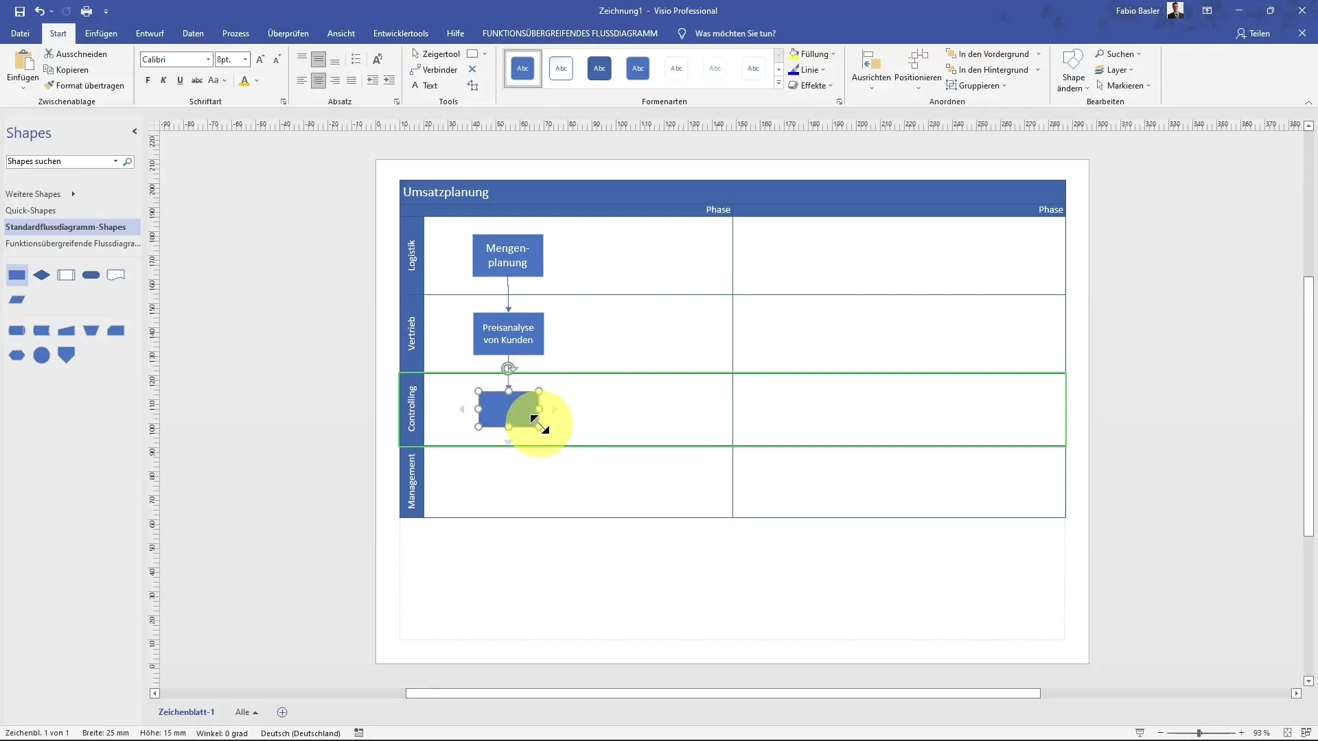 Creare un diagramma di flusso interfunzionale in MS Visio