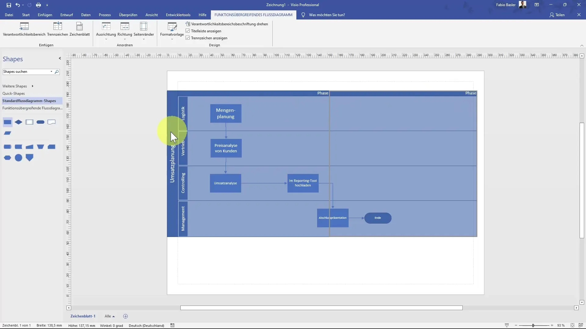 Creare un diagramma di flusso interfunzionale in MS Visio