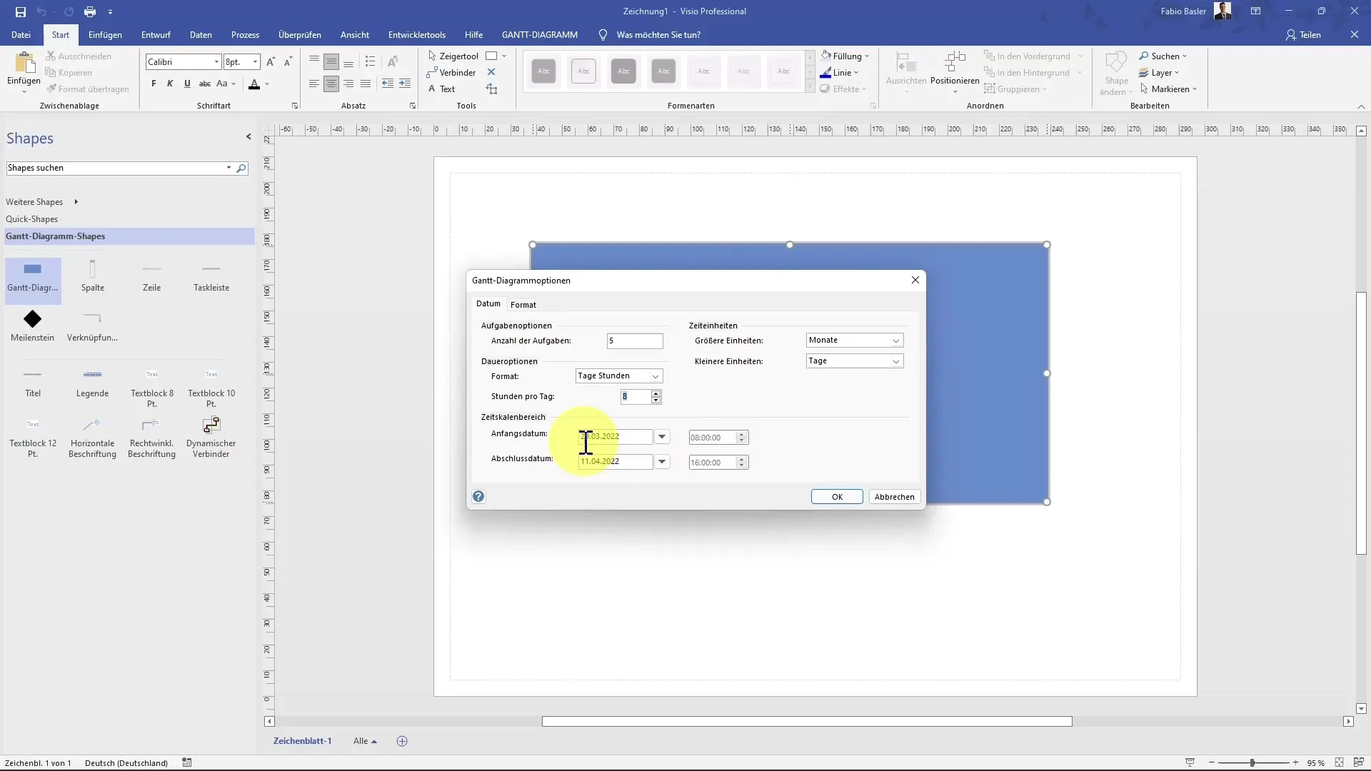 Creare un diagramma di Gantt in MS Visio passo dopo passo
