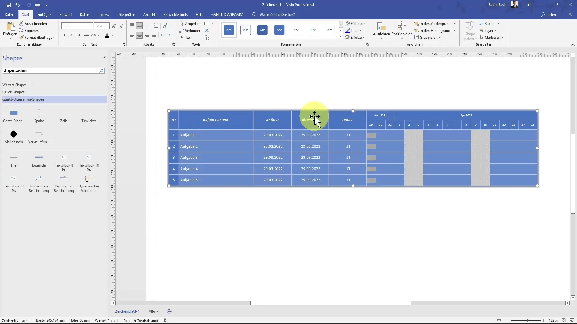 Creare un diagramma di Gantt in MS Visio passo dopo passo