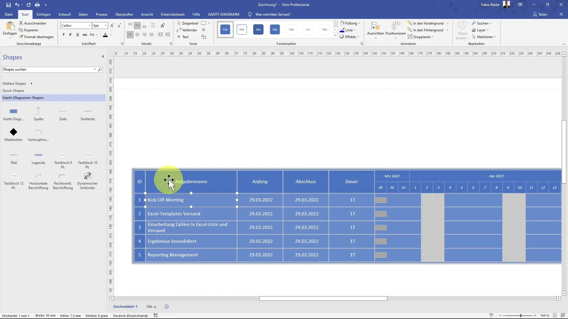 Creare un diagramma di Gantt in MS Visio passo dopo passo