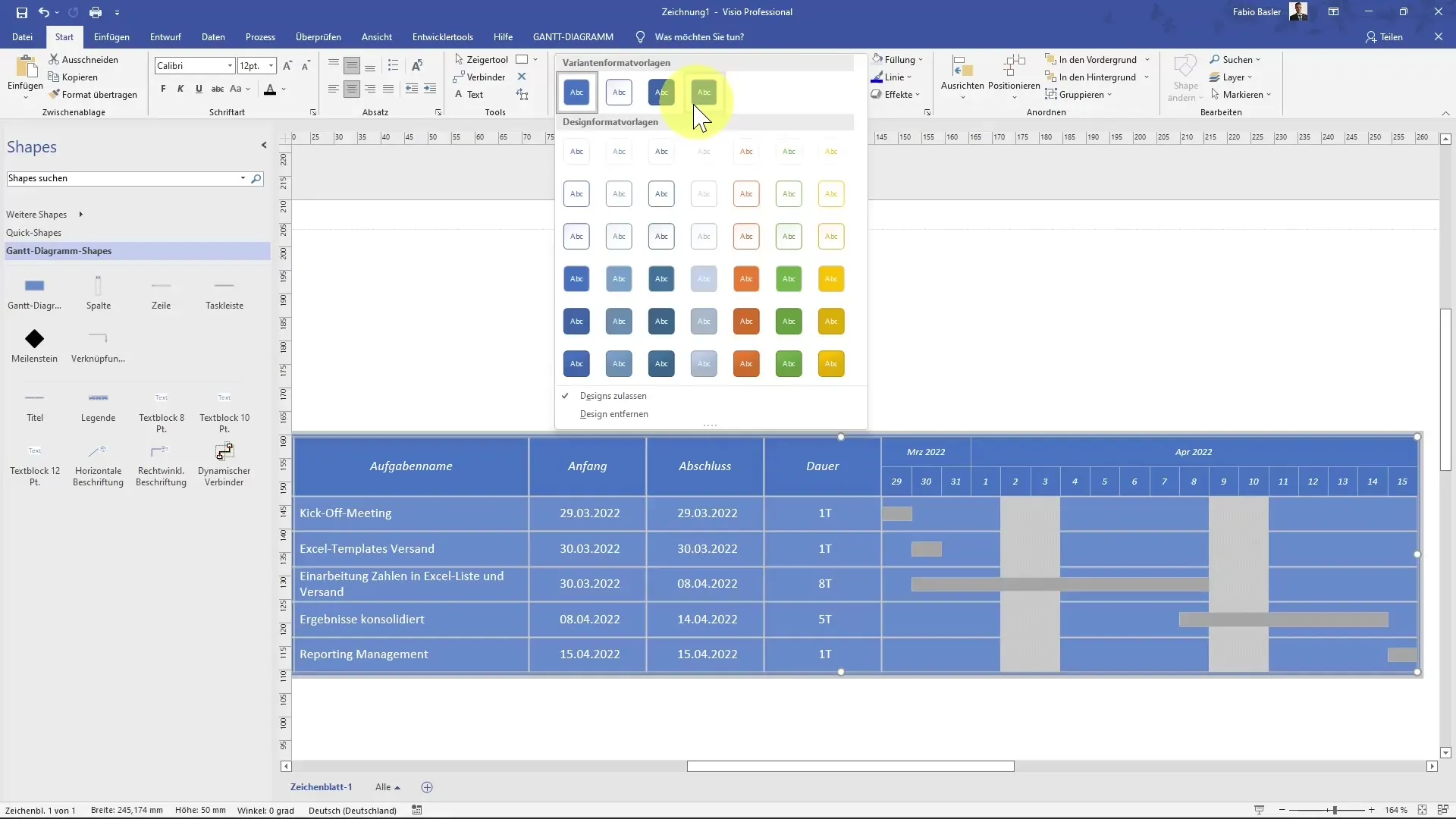 Creare un diagramma di Gantt in MS Visio passo dopo passo