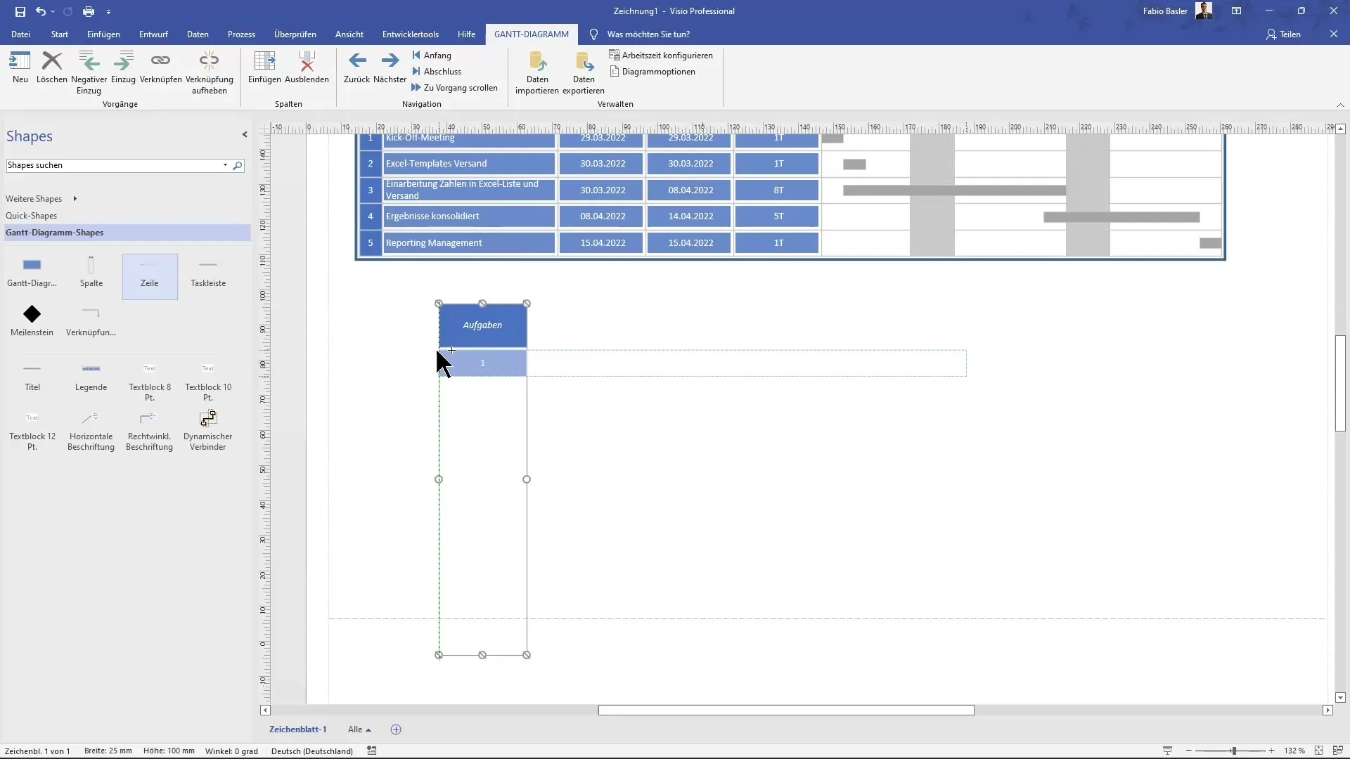 Creare un diagramma di Gantt in MS Visio passo dopo passo