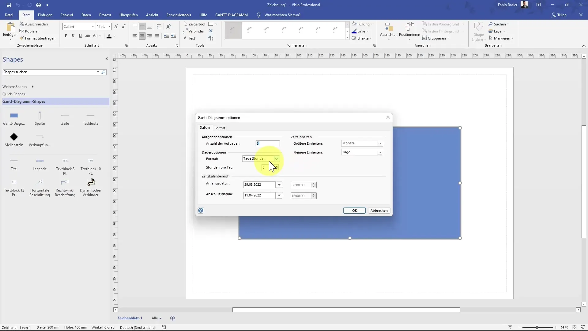 Creare un diagramma di Gantt in MS Visio passo dopo passo
