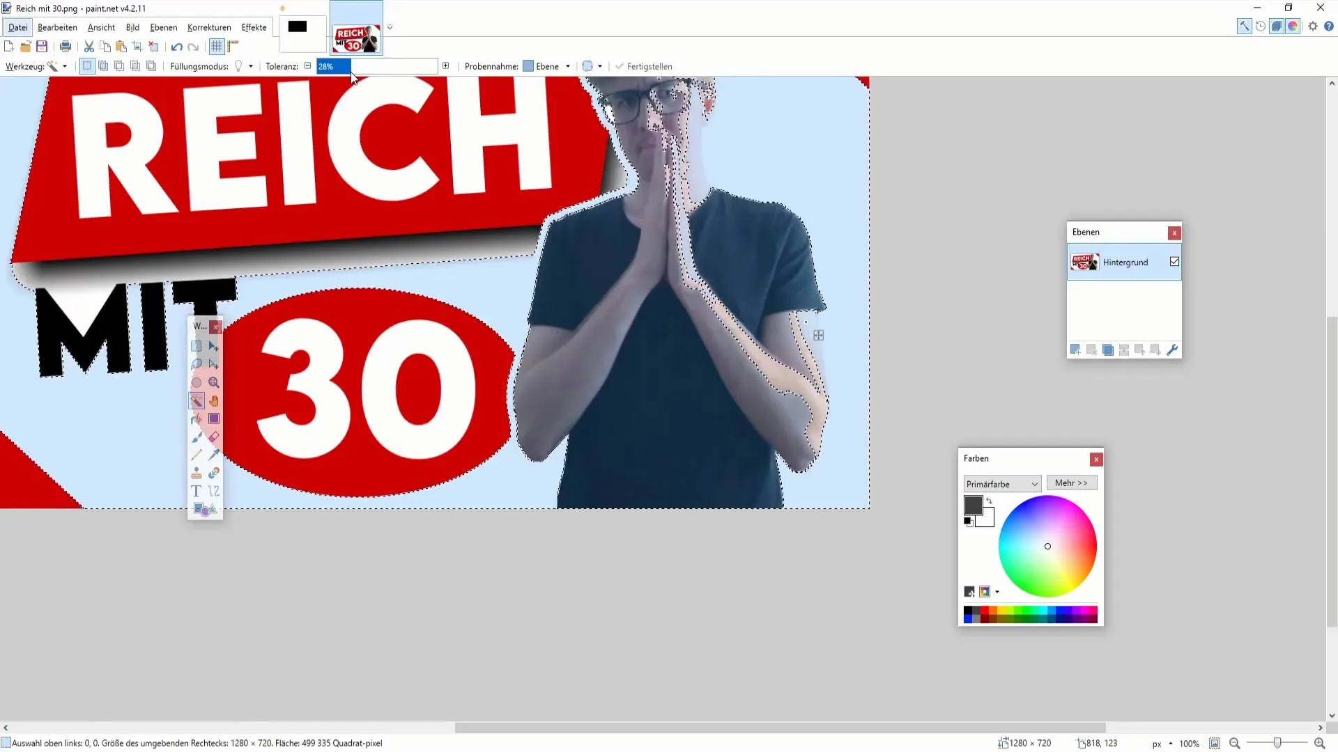 Memotong objek dengan tongkat ajaib di Paint.NET