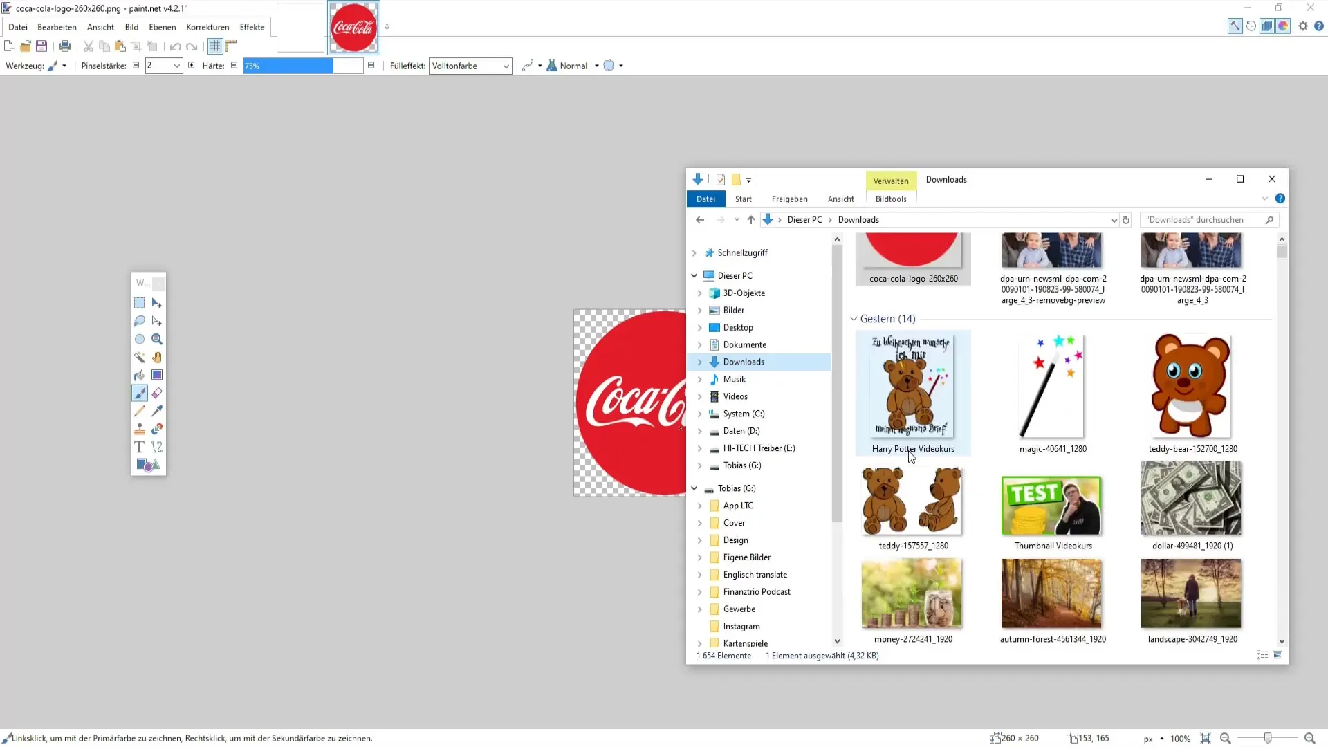 Create Instagram post: Picture-in-picture effect using Paint.NET