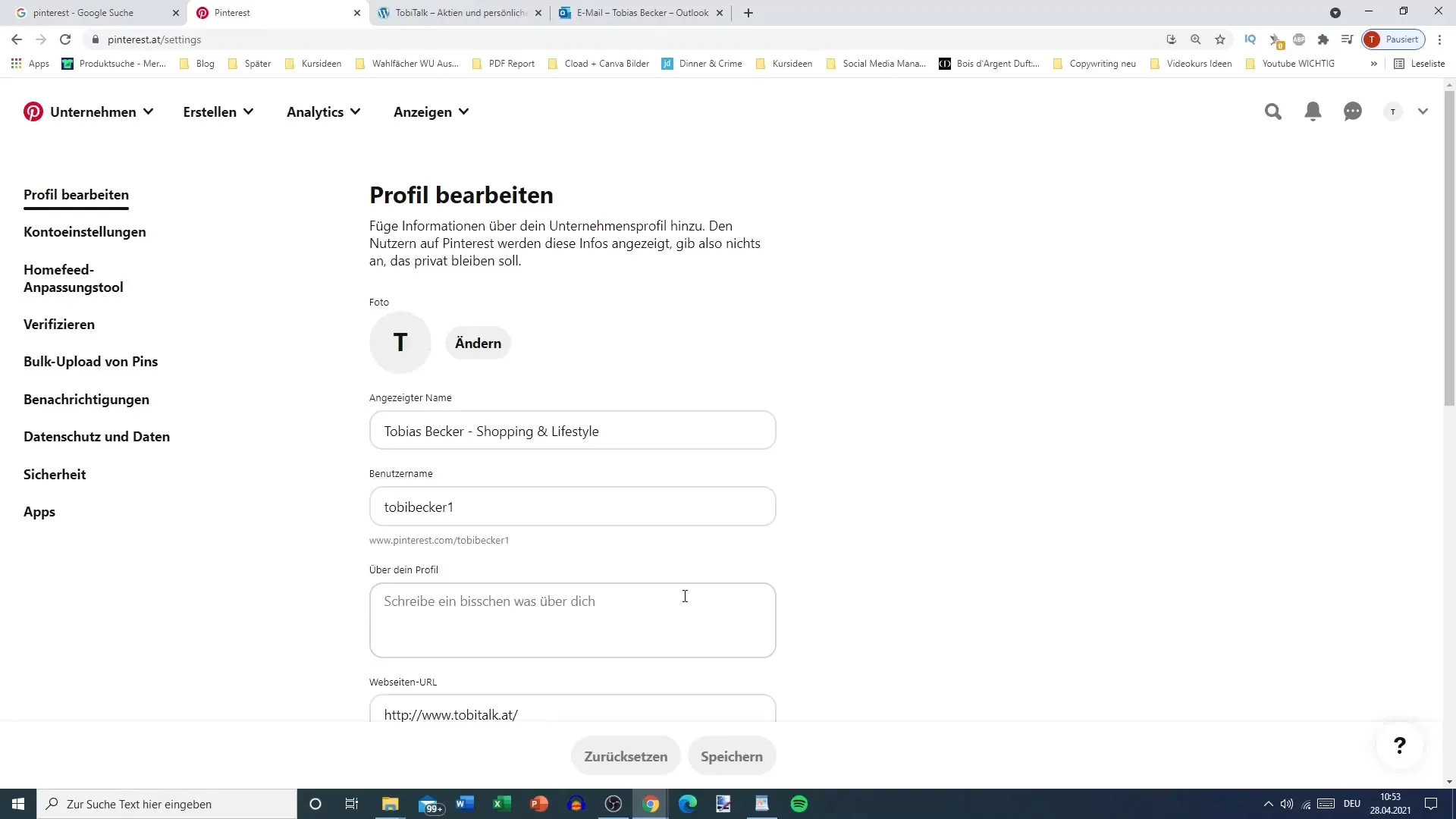 Vytvoření obchodního účtu na Pinterestu je snadné