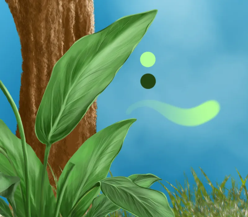 Ilustración - ¡A la caza del pez! - Parte 2 - Fondo de pintura, insectos y gusano