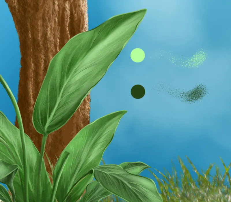 Ilustración - ¡A la caza del pez! - Parte 2 - Fondo de pintura, insectos y gusano