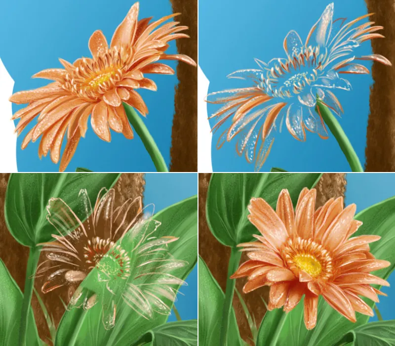 Ilustración - ¡A la caza del pez! - Parte 2 - Fondo de pintura, insectos y gusano