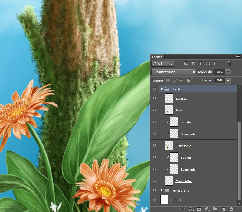 Ilustración - ¡A la caza del pez! - Parte 2 - Fondo de pintura, insectos y gusano