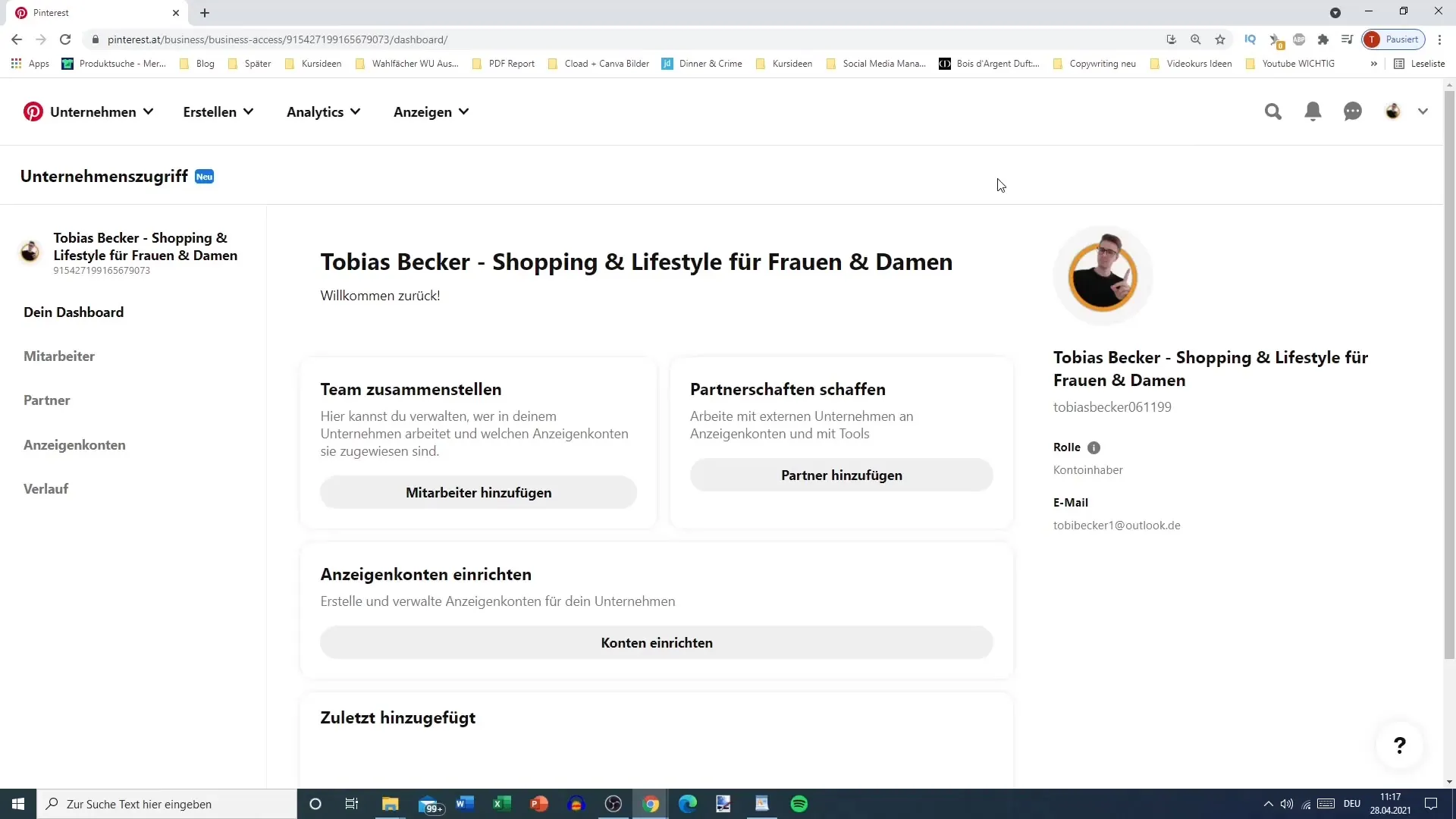 Optimální nastavení účtu na Pinterestu pro podniky
