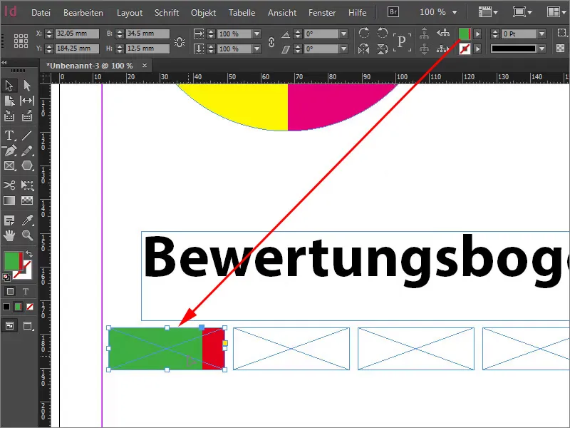 Campi colorati multicolori in InDesign