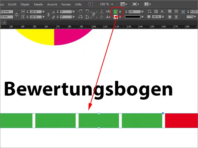 Campi di colore multicolore in InDesign.
