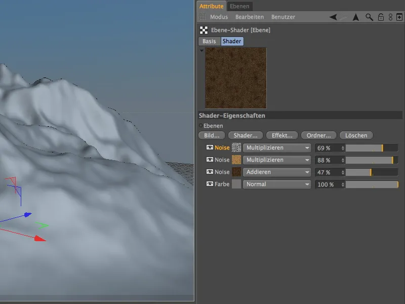 New in Release 13 - Snow in the mountains with the terrain mask shader