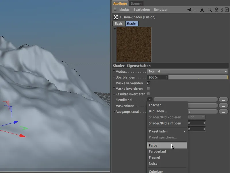 New in Release 13 - Snow in the mountains with the terrain mask shader