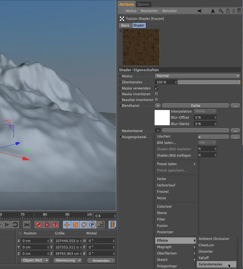 New in Release 13 - Snow in the mountains with the terrain mask shader