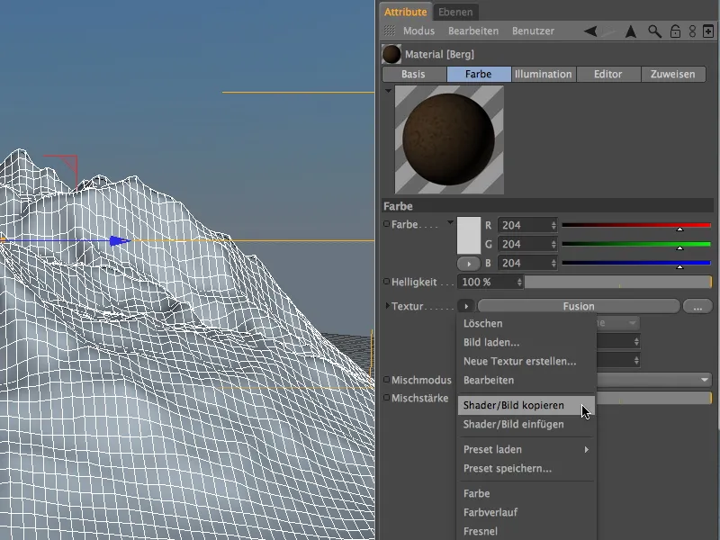 New in Release 13 - Snow in the mountains with the terrain mask shader