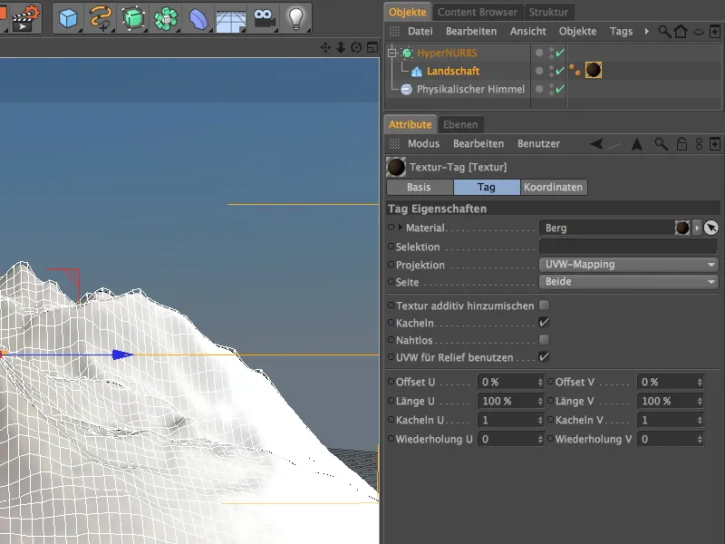 New in Release 13 - Snow in the mountains with the terrain mask shader