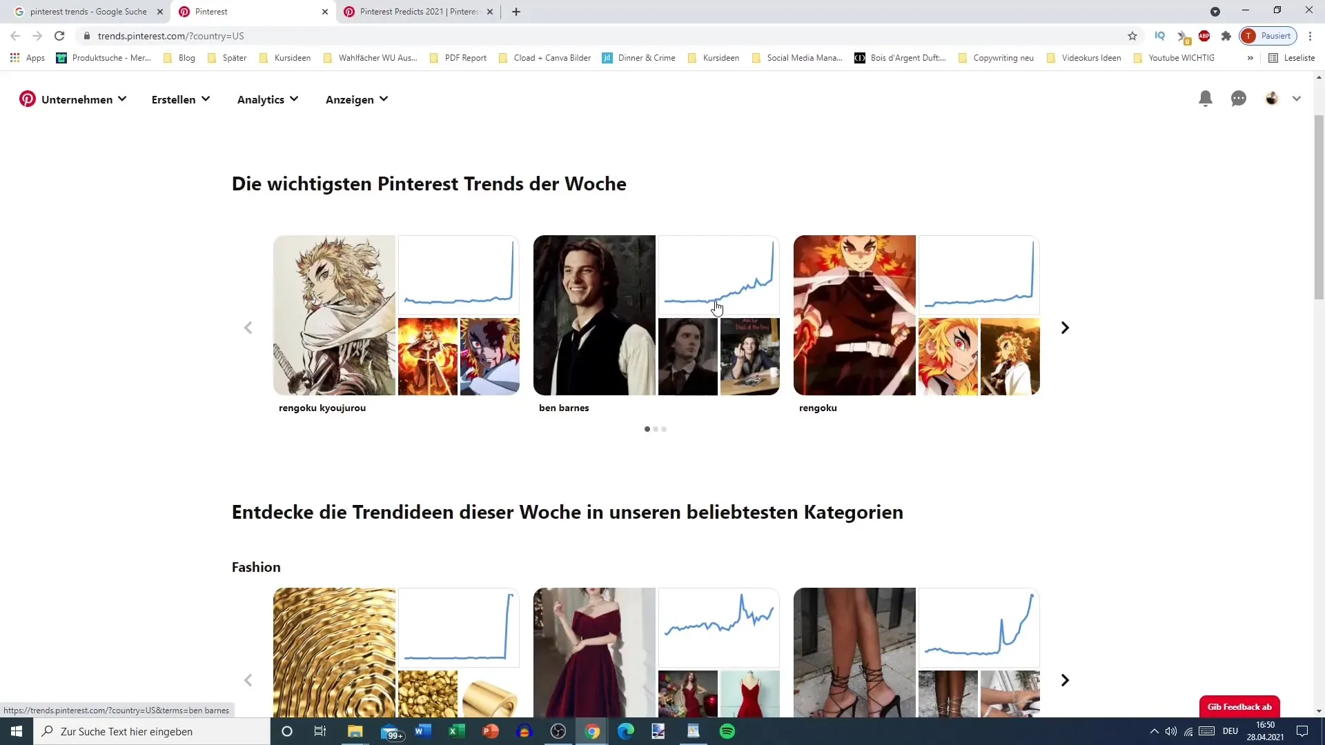 Efektivní vyhledávání klíčových slov s Pinterest Trends