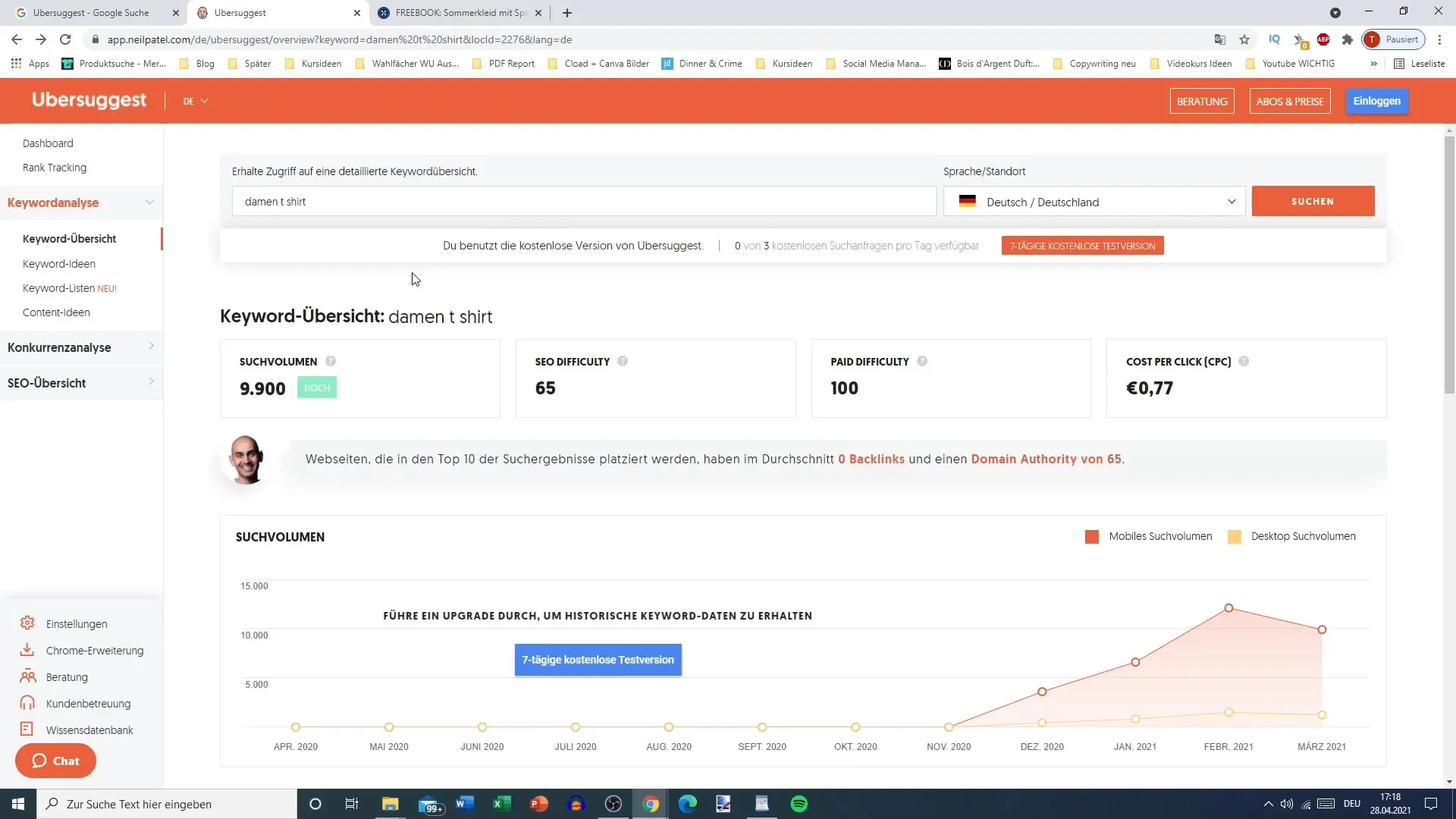 Keyword-Recherche mit Ubersuggest für deinen Pinterest-Erfolg