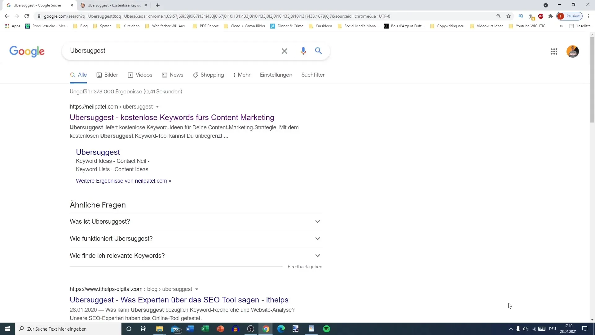Vyhledání klíčových slov pomocí Ubersuggest pro úspěch na Pinterestu