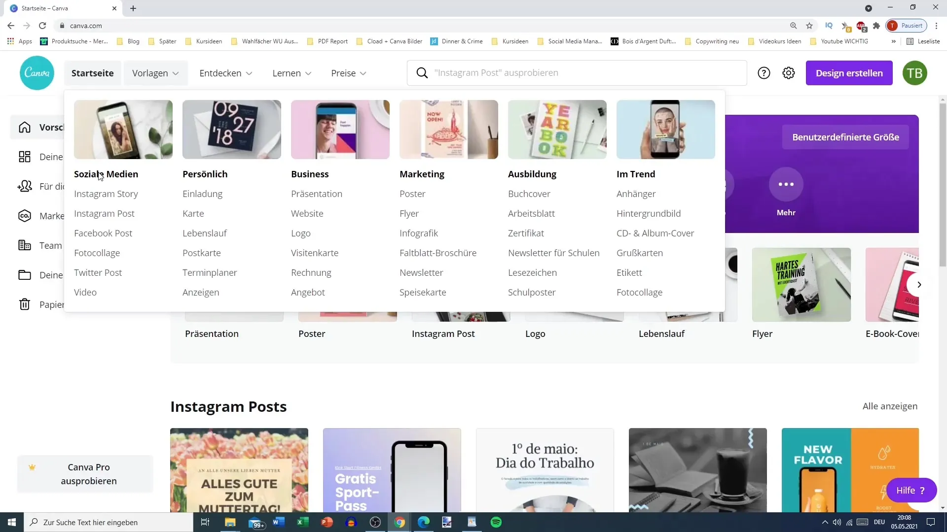 Navigační panel Canva pro efektivní design
