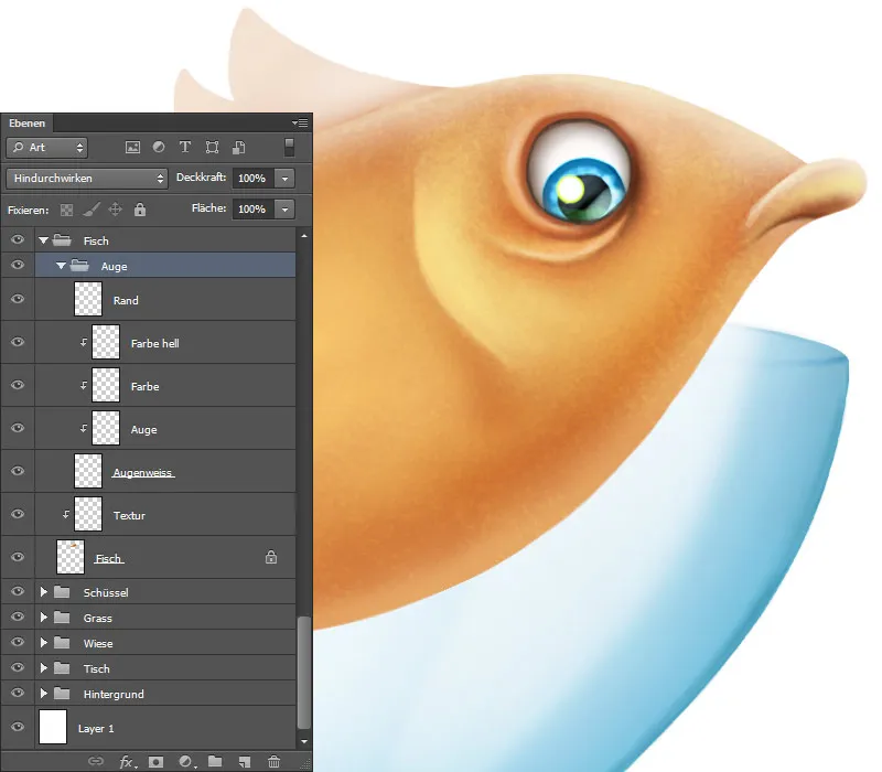 Ilustración - ¡A la caza del pez! - Parte 3 - Pintar peces - Final