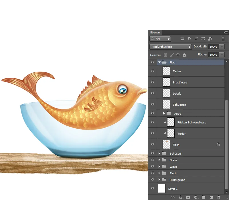 Ilustración - ¡A la caza del pez! - Parte 3 - Pintar peces - Final