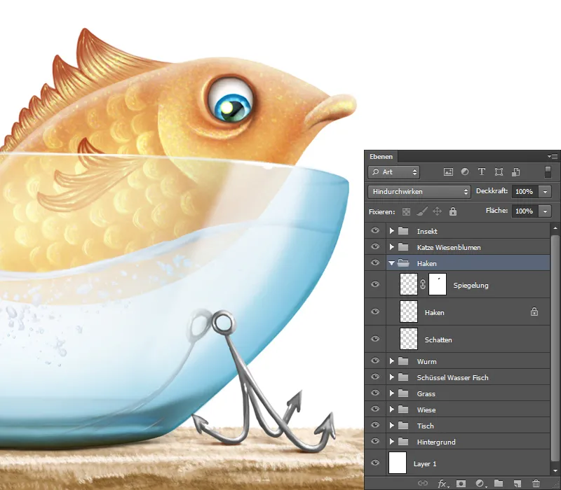 Ilustración - ¡A la caza del pez! - Parte 3 - Pintar peces - Final