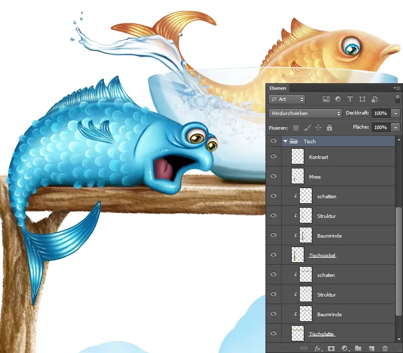 Ilustración - ¡A la caza del pez! - Parte 3 - Pintar peces - Final
