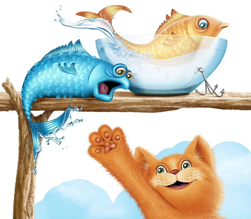 Ilustración - ¡A la caza del pez! - Parte 3 - Pintar peces - Final