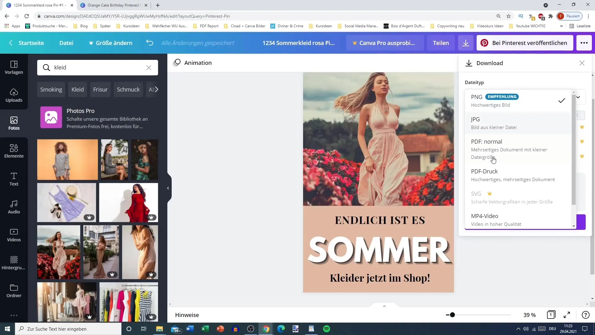 Vytvoření pinu na Pinterestu s Canvou: Krok za krokem