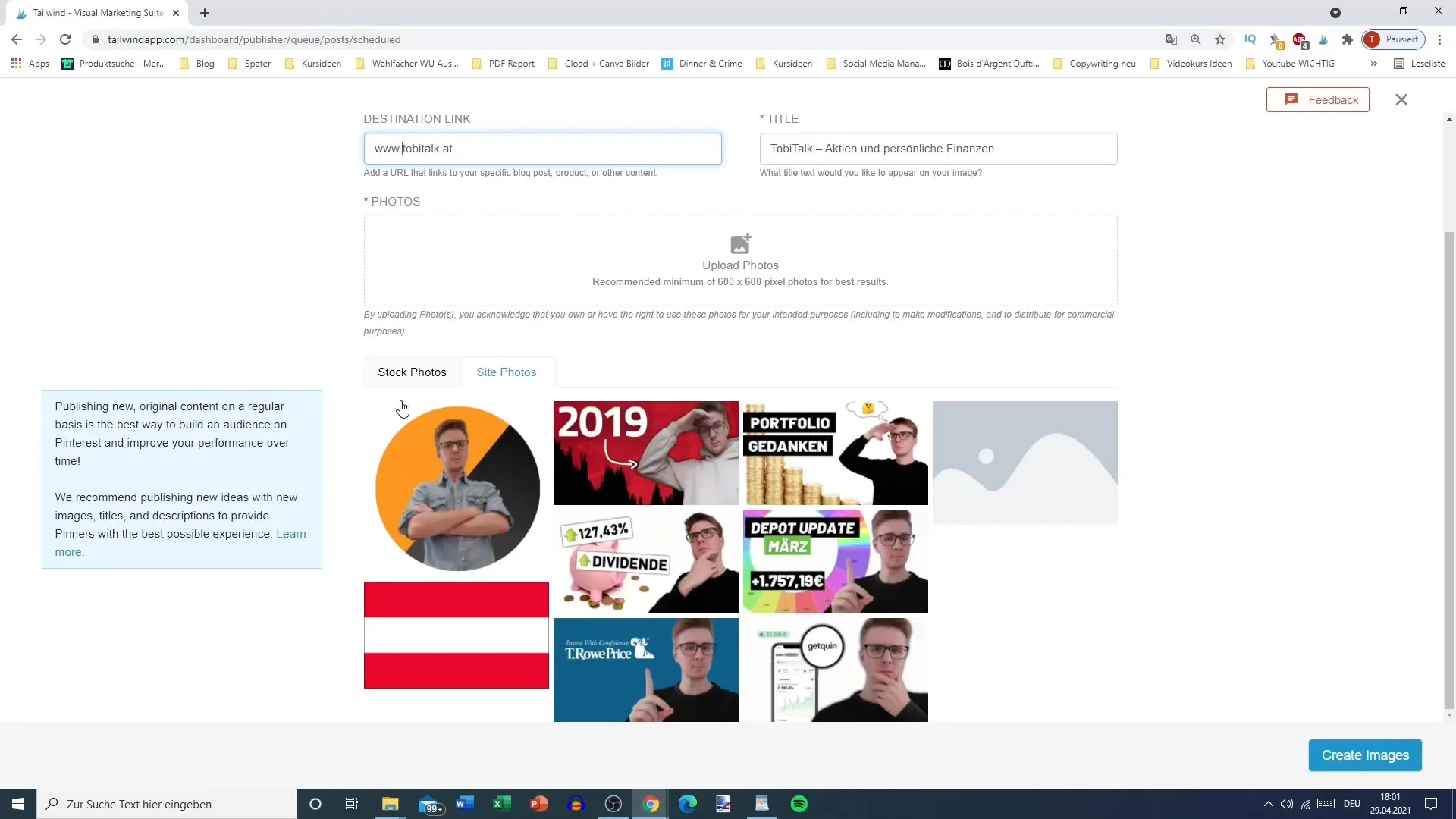 Vytváření grafiky pro Pinterest je snadné s aplikací Tailwind
