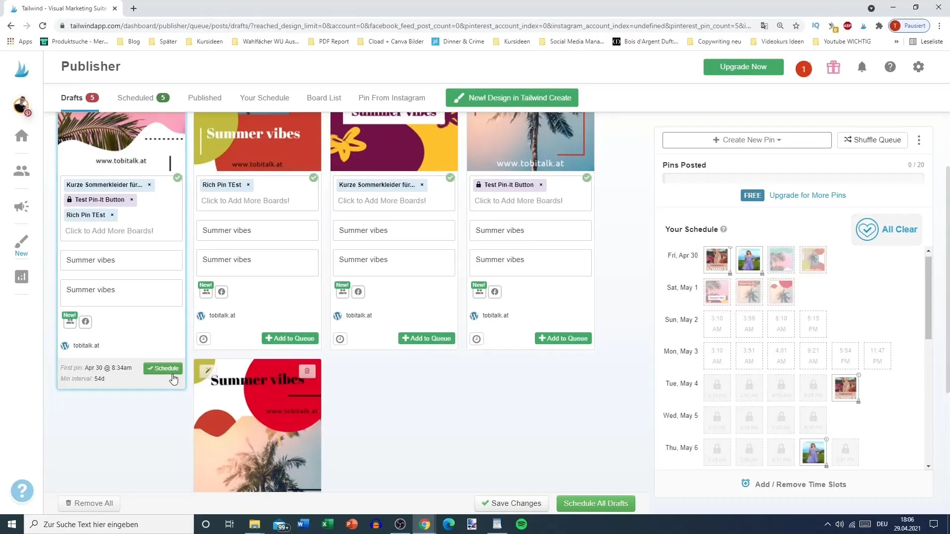 Vytvořte snadno grafiky pro Pinterest s pomocí aplikace Tailwind